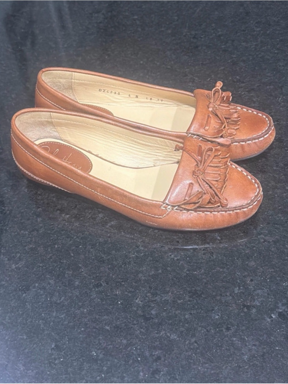 Cole Haan Cognac Brown Leather Tassel Moccasins